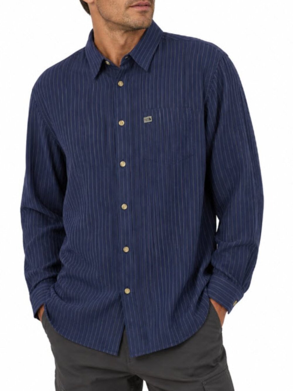 The North Face Blue Stripe Button Down Shirt Size Large
